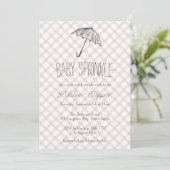Invitation 013 Gingham Bébé Parapluie Chocolat Sprinkle (Debout devant)