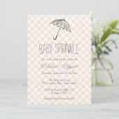 Invitation 014 Cappuccino Marron Gingham Bébé Sprinkle Parapl (Debout devant)