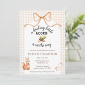 Invitation 014 Latte Cute Squirrel Acorn Gingham Baby Shower (Debout devant)