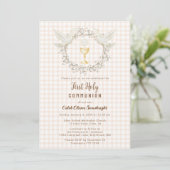 Invitation 014 Latte Dove & Chalice Gingham Première Communio (Debout devant)