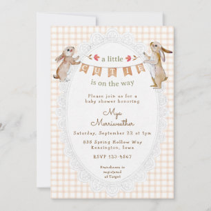 Invitation 014 Latte Sucré Lapin à Carreaux Baby Shower