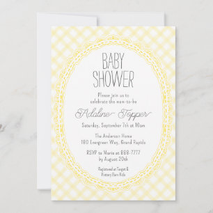 Invitation 015 Cadre en dentelle vintage Gingham Baby Shower