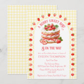 Invitation 015 Citron Carreau Gaufre Fraise Fête de Bébé (Devant / Derrière)