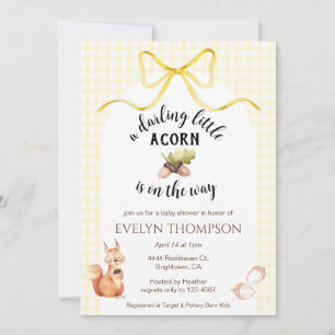 Invitation 015 Citron Mignon Écureuil Gingham Baby Shower