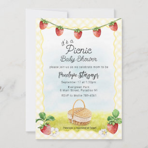 Invitation 015 Jaune Citron Pique-nique aux Fraises Baby Show