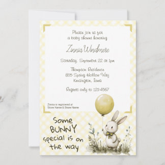 Invitation 015 Jaune Citron • Un Lapin Spécial Baby Shower