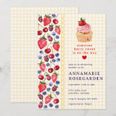 Invitation 016 Baby Shower Cupcake thème patch de baies de so (Devant / Derrière)