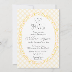Invitation 016 Cadre Vintage Marigold Gingham Baby Shower