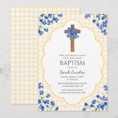 Invitation 016 Conception de croix rustique avec fleurs de so (Devant / Derrière)