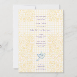 Invitation 016 Marigold Dove Botanique Croisé Gingham Baptême