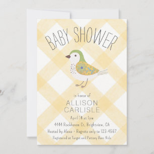 Invitation 016 Marigold Mignon Floral Oiseau Gingham Baby Sho