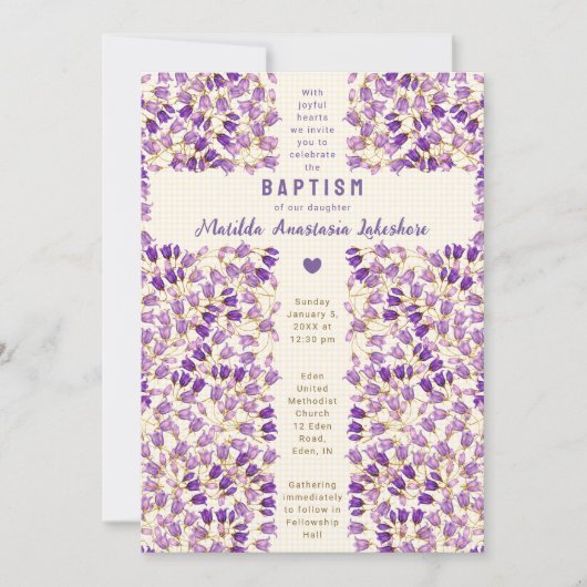 Invitation 016 Marigold Vitrail Jardin Gingham Baptême (Devant)