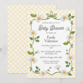 Invitation 016 Marigold Yellow Floral Daisy Plaid Baby Shower (Devant / Derrière)