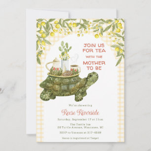 Invitation 016 Thé de jardin jaune souci Tortue Baby Shower
