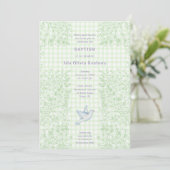 Invitation 017 Moss Dove Botanique Croix Gingham Baptême (Debout devant)