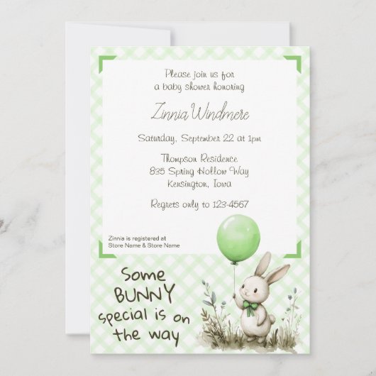Invitation 017 Vert de mousse • Baby Shower spécial pour un(e (Devant)