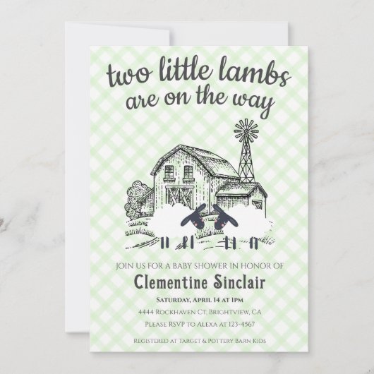 Invitation 017 Vert de mousse Ferme des petits agneaux Plaid (Devant)