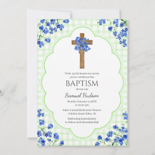 Invitation 017 Vert de mousse Fleur Rustique Croix Conception