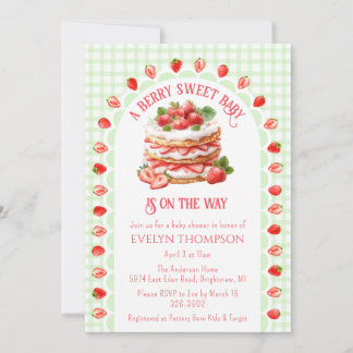 Invitation 017 Vert mousseux Baby Shower pour fille avec gâte