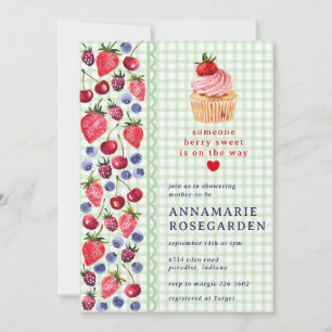 Invitation 018 Gâteau Cupcake Baby Shower Tache Verte de Baie