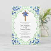 Invitation 018 Grass Blossom Rustic Cross Design Baptism (Debout devant)