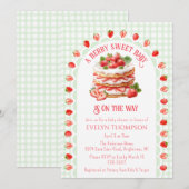 Invitation 018 Grass Green Strawberry Shortcake Baby Shower (Devant / Derrière)