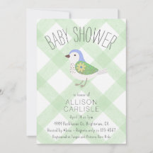 018 Herbe Mignonne Fleur Oiseau Vichy Baby Shower