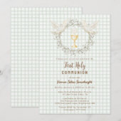 Invitation 019 Forest Dove & Chalice Gingham Première Communi (Devant / Derrière)
