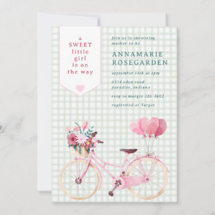 Invitation 019 Forest Sweet Floral Fille Vélo Baby Shower