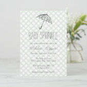 Invitation 019 Vert forêt Parapluie Gingham Bébé Sprinkle (Debout devant)