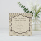 Invitation 01 Brun Tan Crème Damassé Points Après Mariage (Debout devant)