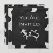 Invitation 01 de 12Vache Monogramme noir et blanc (Devant / Derrière)