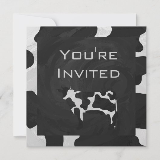 Invitation 01 de 12Vache Monogramme noir et blanc (Devant)