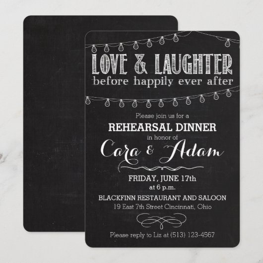 Invitation 01 de dîner de répétition de style de (Devant / Derrière)