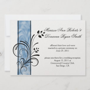 Invitation 01 Floral Tourbillons Noirs Rayure Bleue Après-Mar