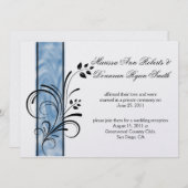 Invitation 01 Floral Tourbillons Noirs Rayure Bleue Post-Mari (Devant / Derrière)