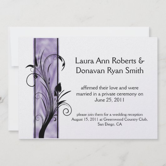 Invitation 01 Floralaisons noires Tourbillons Rayure Violette (Devant)