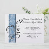 Invitation 01 Floralales noires Tourbillons Rayure bleue Post (Debout devant)