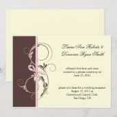 Invitation 01 Rose Marron Crème Floral Swirls Post Mariage (Devant / Derrière)