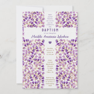 Invitation 020 Baptême gris givré de verre cathédrale Gingham
