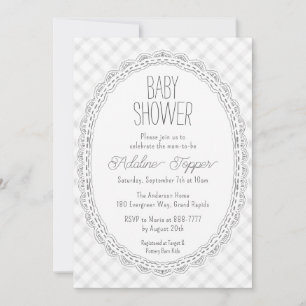 Invitation 020 Broderie Anglaise Vintage Cadre Gingham Baby S