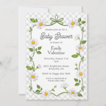 020 Fog Grey Floral Daisy Plaid Baby Shower
