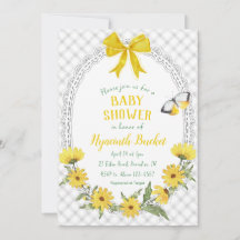 020 Gris Foncé Jaune Daisy Nœud Gingham Baby Showe