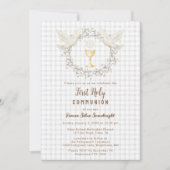 Invitation 020 Gris Fumé Colombe & Chalice Gingham 1ère Commu (Devant)