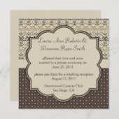 Invitation 02 Brown Tan Cream Damask Dots Post Mariage (Devant / Derrière)