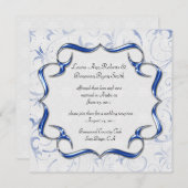 Invitation 02 Mariage Bleu Bleu Royal brillant (Devant / Derrière)