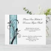 Invitation 02 Tourbillons Floraux Noirs Bande Rayée Sarcelle  (Debout devant)