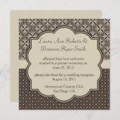 Invitation 03 Tan Damask Brown et Mariage postal (Devant / Derrière)
