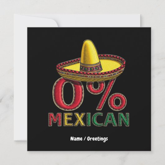 Invitation 0% Mexicain Funny Cinco De Mayo Hilarious (Devant)