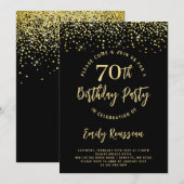 Invitation 0e anniversaire Gold Parties scintillant Confetti  (Devant / Derrière)
